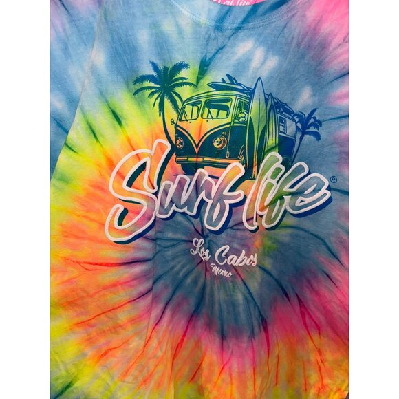 NWT Surf Life Tie-Dye Los Cabos Mexico T-Shirt XL 100% Cotton Skater Surfer - Picture 5 of 8